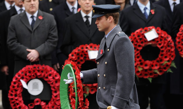 Remembrance Sunday: Prince William attends the Remembrance Sunday service at the Cenotaph
