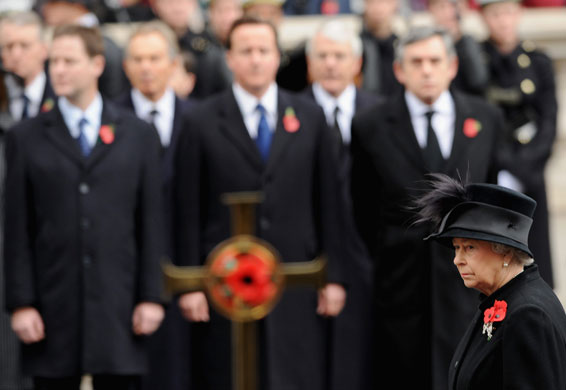 Remembrance Sunday: Queen Elizabeth II attends the Remembrance Sunday service at the Cenotaph