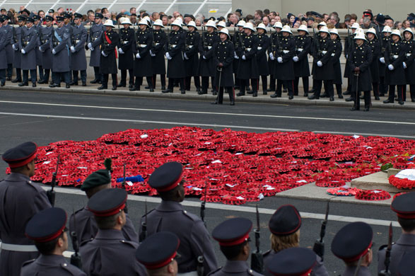 Remembrance day: Wreaths lay at the foot of the Cenotaph after Remembrance Day service