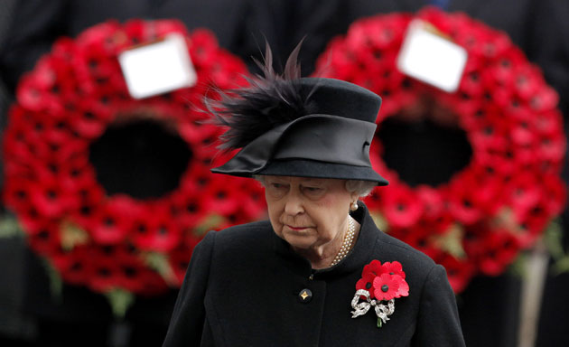 Remembrance day: Queen Elizabeth II prepares to lay a wreath during Remembrance Day
