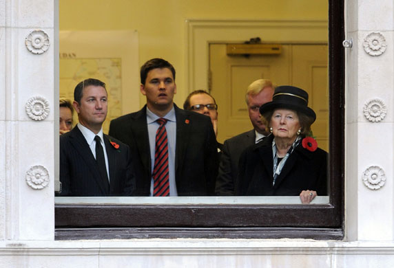 Remembrance day: Baroness Thatcher attends the Remembrance Sunday service at the Cenotaph