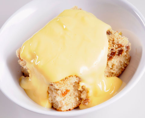 School dinners: Sponge pudding with custard