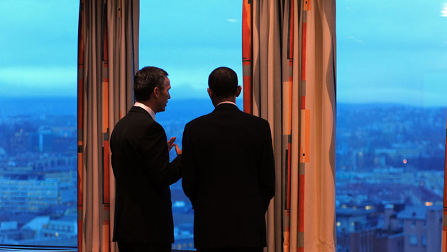 Nobel Peace Prize: President Barack Obama chats with Prime Minister of Norway Jens Stoltenberg