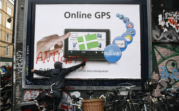 Copenhagen diary: COP15 Demonstrator during protest march in central Copenhagen