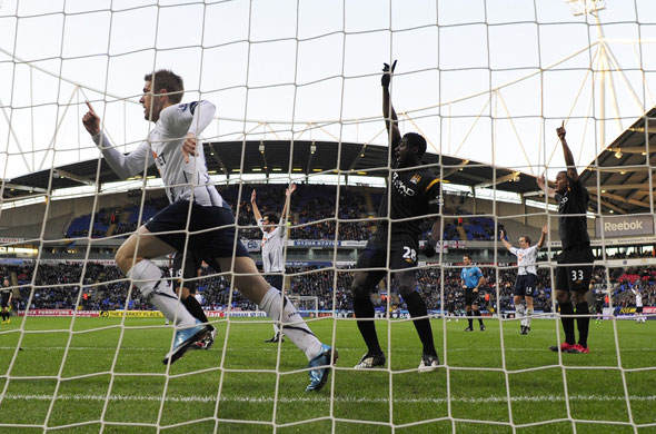 Sat round up: Bolton Wanderers' Klasnic celebrates scoring against Manchester City 