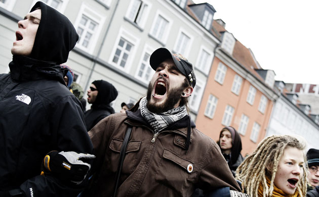 Copenhagen diary: COP15 Environment activists from Climate No Borders during a demonstration 