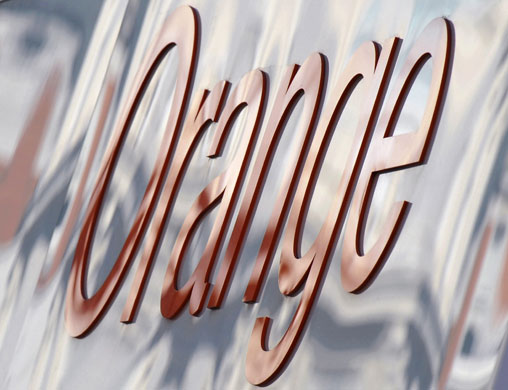 Year in Business: The logo for the Orange mobile phone network provider on a shop