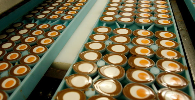 Year in Business: Cadbury's creme eggs move down the production line at the Cadbury's factory