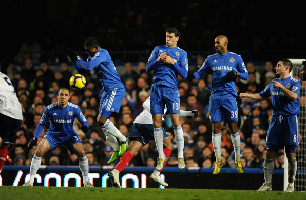 Chelsea v Portsmouth2: O'Hara fires a free kick through the Chelsea wall