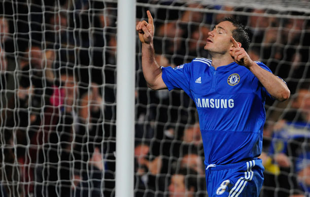 Chelsea v Portsmouth2: Frank Lampard celebrates scoring his penalty