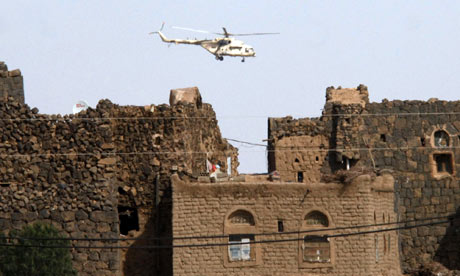 yemeni. A Yemeni army helicopter flies