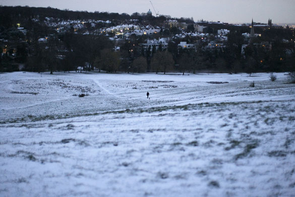 Snow in the UK: Hampstead Heath after snowfall in London