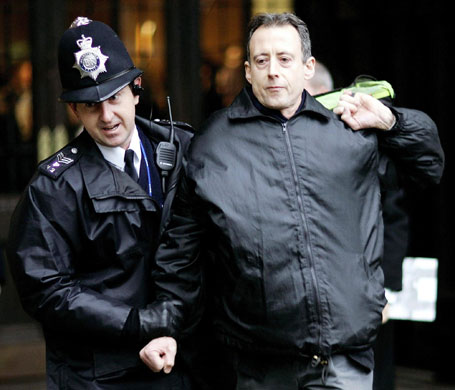 Peter Tatchell: Gay Rights activist Peter Tatchell is escorted by a policeman