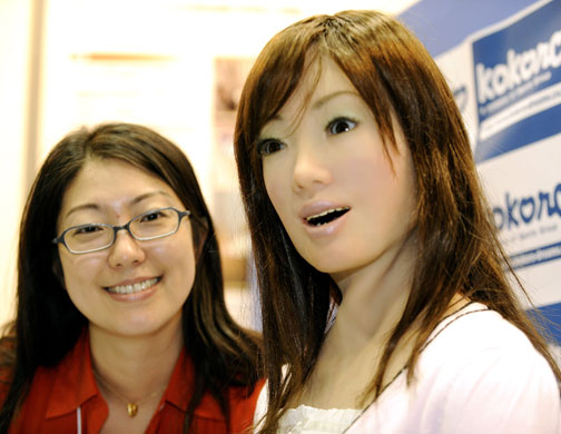 Robot Exhibition: A receptionist robot at International Robot Exhibition in Tokyo