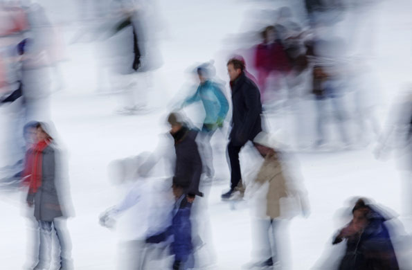 24 hours: People ice skate at a public rink at Central Park in New York