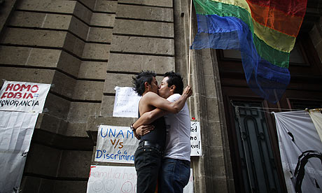 Gay rights activists celebrate the legalisation of same-sex marriage in Mexico City