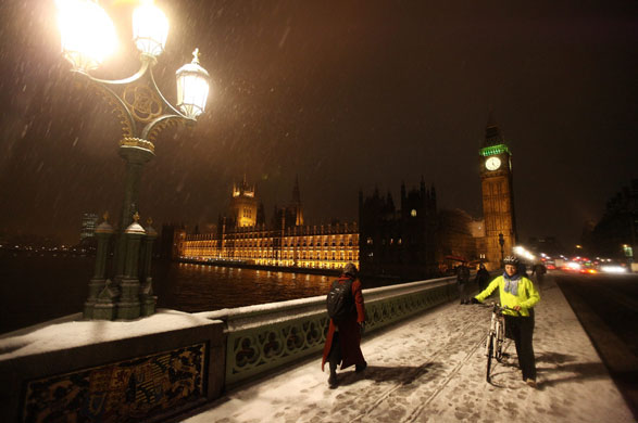 travel chaos: Snow Continues To Fall Across The Country