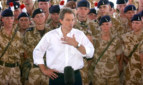 Tony Blair addresses British troops in Basra