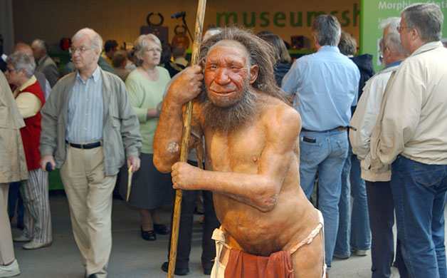 Science 2009: A Neanderthal man in the lobby of the Neanderthal Museum