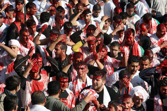Ashura processions: Ashura ceremony, Nabatiyeh, Lebanon - 27 Dec 2009