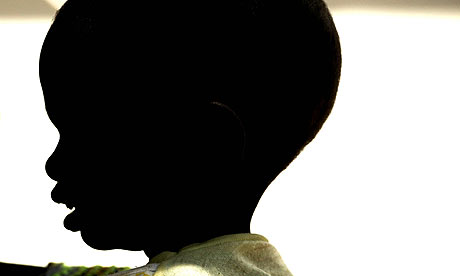 An African child seen in silhouette