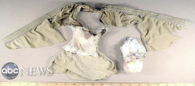 Umar Farouk Abdulmutallab: Slightly charred and singed underpants with the explosive packet 