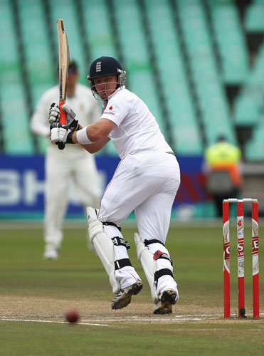 South Africa v England : Bell watches one his shots head towards the boundary