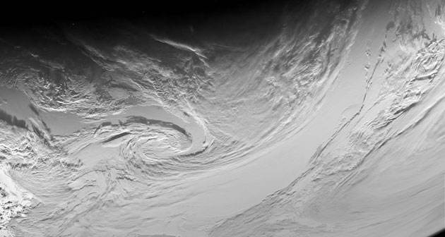 Satellite eye on Earth: Clouds in an anticyclone over the South Pacific 