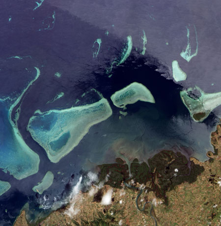 Satellite eye on Earth: the delta of the Ba River on the north side of Viti Levu, Fiji