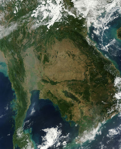Satellite Eye on Earth:  Indochina : Thailand, Cambodia and Vietnam