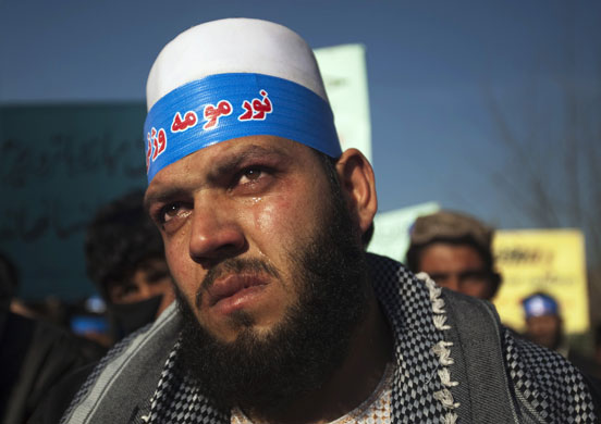 24 hours: Afghan protester weeps during a protest in Kabul