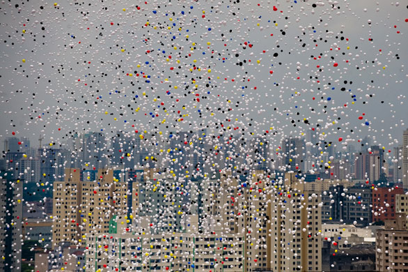 24 hours: Sao Paulo, Brazil: Biodegradable balloons are released for New Year