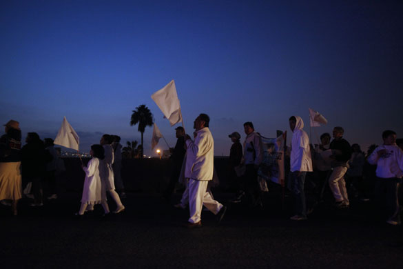 4 December 2009: Tijuana, Mexico: Members of the World March for Peace and Nonviolence