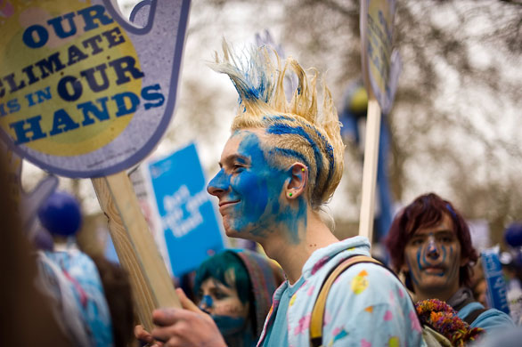 Wave climate change demo: Protestors at The Wave demonstration supporting action on climate change
