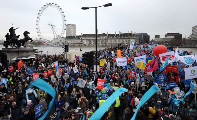 Wave climate change demo: Climate Change demonstrators protest in London