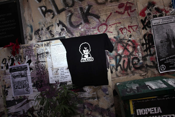 Violence in Athens: A T shirt with a portrait of 15-year-old Alexis Grigoropoulos