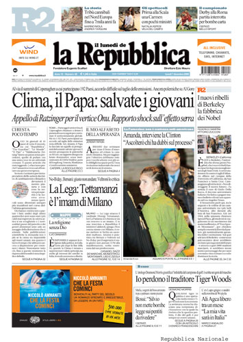 Copenhagen editorials: La Republica, Italy