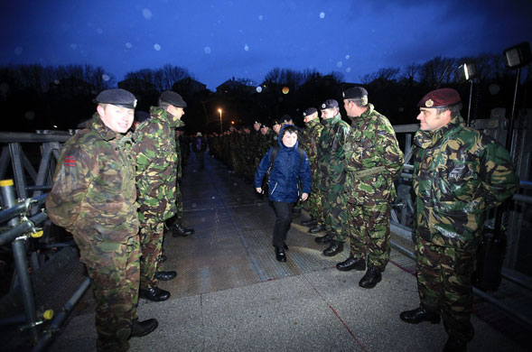 Workington: A school boy walks over the new completed Barker Crossing