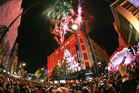Christmas decorations: The turning on of the annual Christmas lights on Oxford Street, London