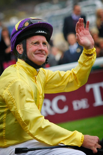 Mick Kinane Life: 50-year-old jockey Mick Kinane, riding Sea the Stars, reacts after winning