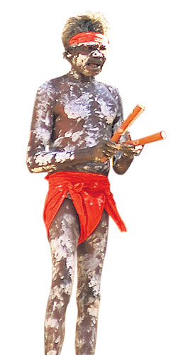 Lost in the noughties: Elders from the Jawoyn tribe holds the Olympic flame during a torch relay