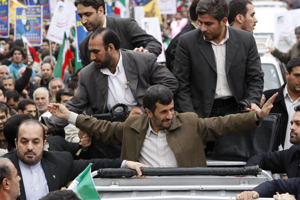 Iran revolution: Mahmoud Ahmadinejad at  30th anniversay celebrations