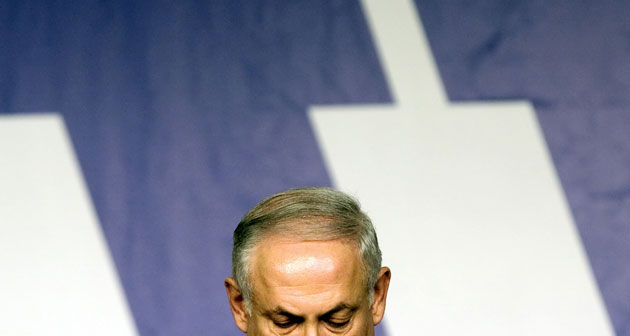 11 February 2009: Tel Aviv, Israel: Benyamin Netanyahu's Likud party leader delivers a speech