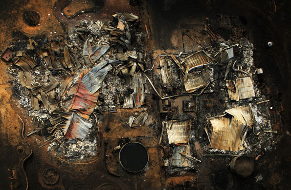 Bushfire devastation: The burnt out remains of a house in Kinglake