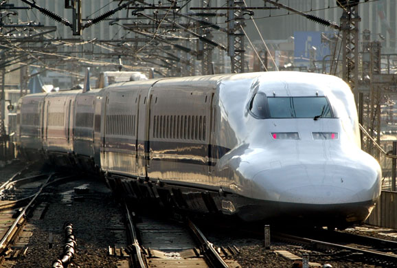 High-speed trains: Shinkansen Japanese bullet train.