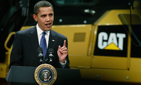 President Obama Visits Caterpillar Factory In Illinois