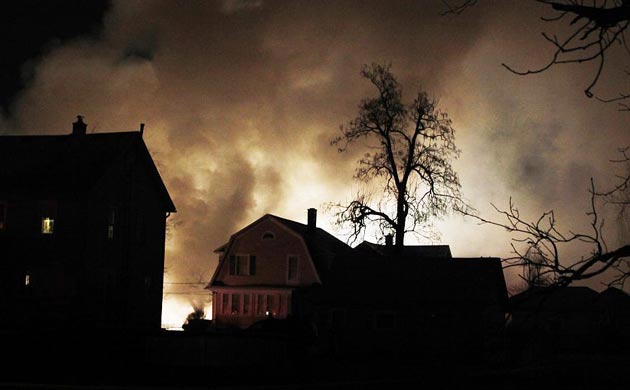 Smoke rises from a burning plane