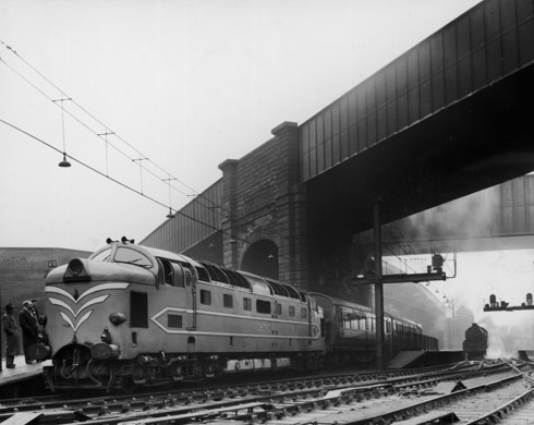 High speed trains: The English Electric Company's new locomotive, the Deltic (type 5) diesel.