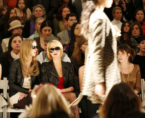 17 February 2009: New York, US: Nicky and Paris Hilton attend New York fashion week