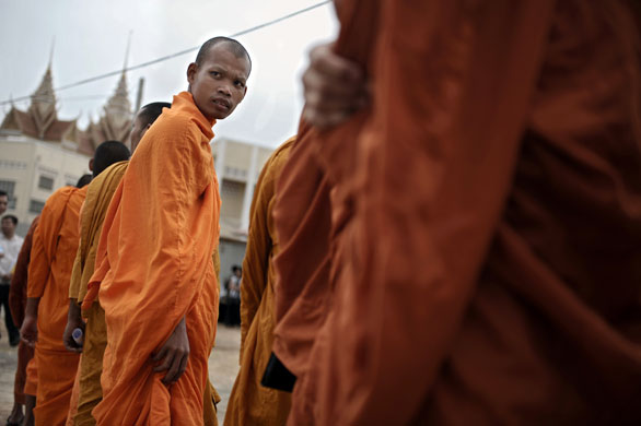 17 February 2009: Buddhist monks arrive at the Extraordinary Chamber in Cambodia